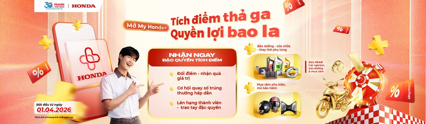 Mở My Honda+ Tích điểm thả ga Quyền lợi bao la